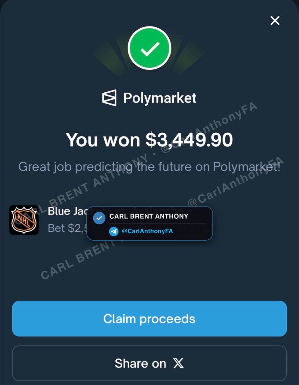 Carl Brent Anthony verified member profit proof - Crypto Trading Gains Proof 3