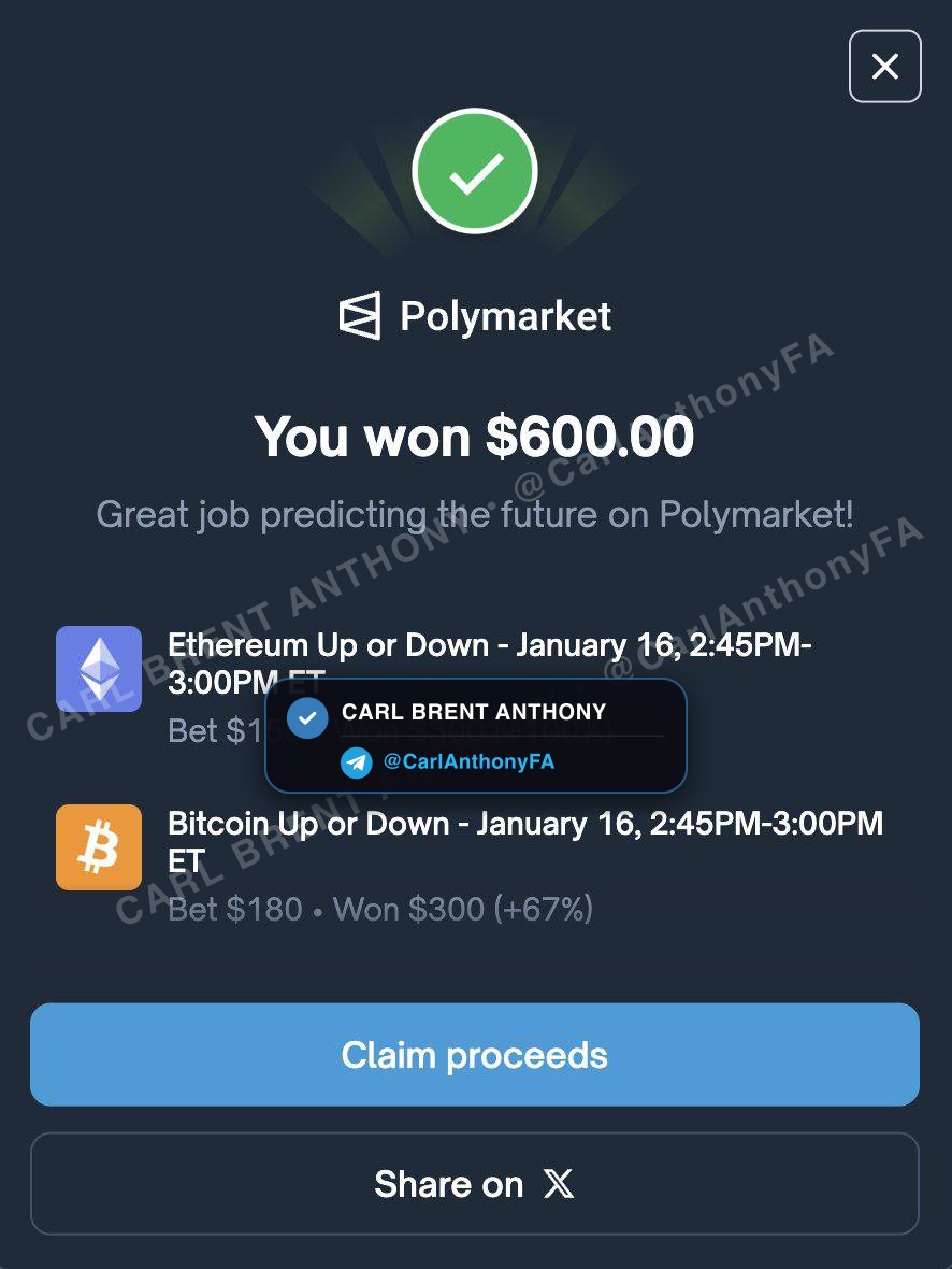 Carl Brent Anthony verified member profit proof - Member Success Investment Gains 2